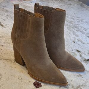 Marc Fisher Taupe Suede Ankle Booties